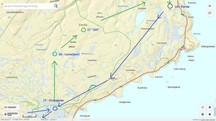 Forslag trase komagvær til vardø t/r Behandling av søknaden Regelverket Saken er behandlet etter verneforskriftene for Varangerhalvøya nasjonalpark.