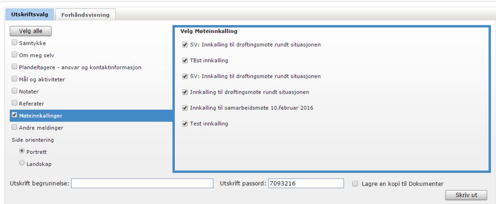 Utskrift Tenk deg om før du skriver ut fra Sampro! Den oppdaterte planen vil alltid være den som ligger lagret elektronisk.