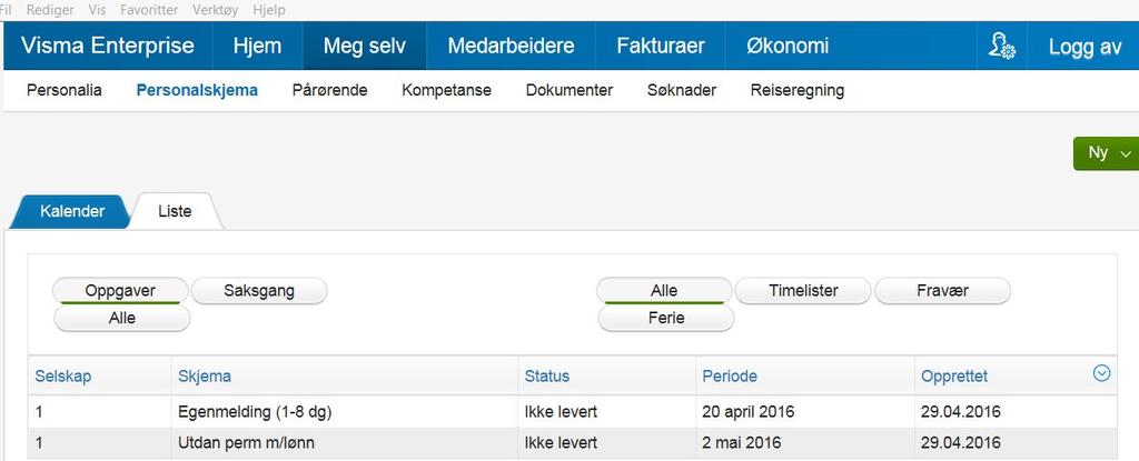 5. Redigering av fravær og ferie 5.