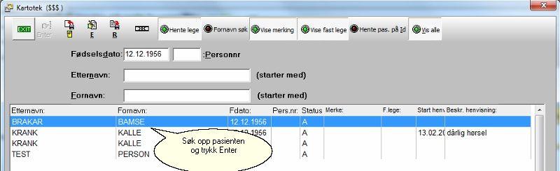 (Avtalespesialister) Søk opp pasienten