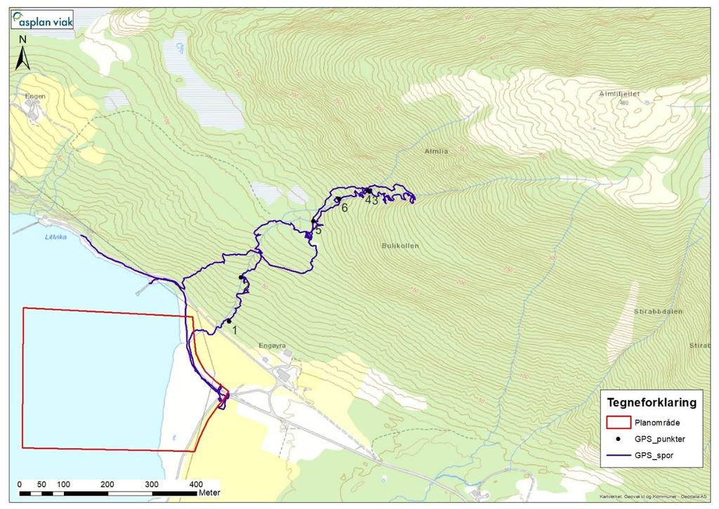 1.1. Befaring Befaring ble utført 9. mai 2018 av geolog Birgit K. Rustad i flotte værforhold med god sikt. Terrenget i og over planområdet ble befart til fots, se Figur 3.