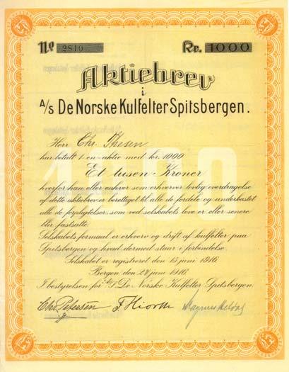 Den første ordinære gruvedrift fikk vi imidlertid først etter at A/S Bergen- Spitsbergen Kulgrubekompani ble stiftet i 1901.