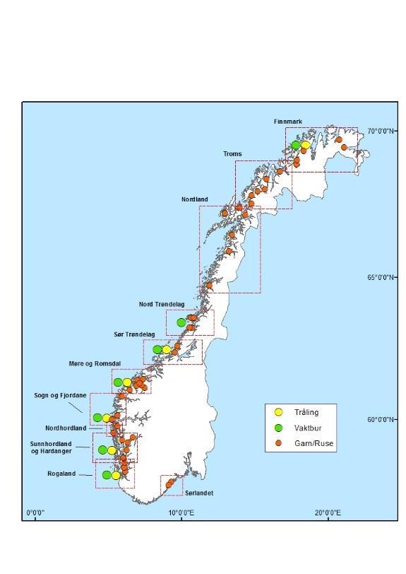 Nasjonal overvåkning 2016-2017 2016 2017 Dekker alle produksjonsområder med ruse/garn Øker fra tråling