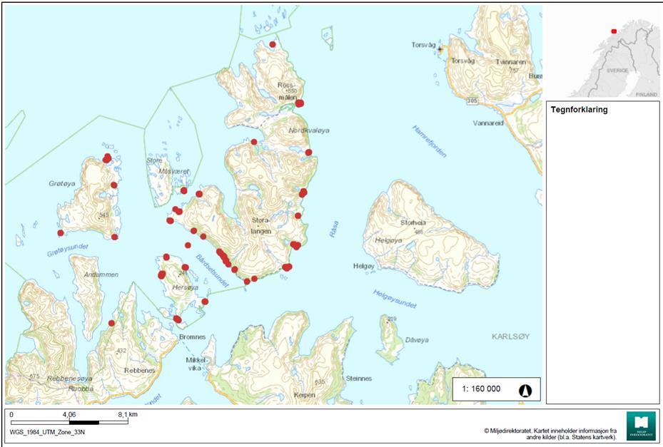 Rapport 05/07/2018 13 Det finnes ikke detaljert oversikt over hvor mange besøkende det er i området hvert år, men landskapsvernområdet ligger ytterst på kysten av Troms og består av flere små og