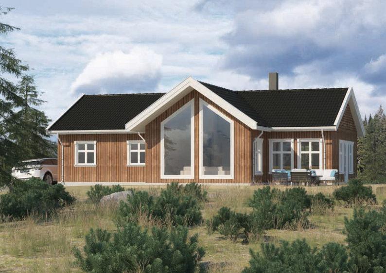 Rondane Storfamiliens naturlige møteplass Rondaneerenfleksibelhyttemodellpå136m 2 igrunnflate. Hyttaharenromsligbodogenstorgarderobeløsningi inngangspartiet.