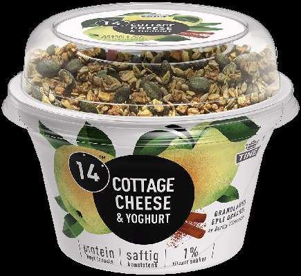 14 Cottage Cheese eple og kanel 170 g 14 Cottage Cheese jordbær og granateple 140