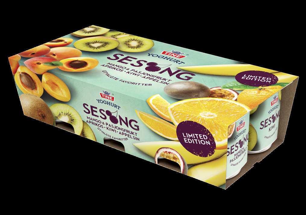 TINE Yoghurt sesong vår 8 x 150 g APPELSIN, KIWI, APRIKOS OG MANGO/PASJON Sesong!