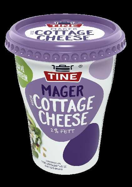 Nytt design på TINE Cottage Cheese NÅ KOMMER COTTAGE CHEESE-PORTEFØLJEN I NYTT OG MODERNE DESIGN Hele cottage