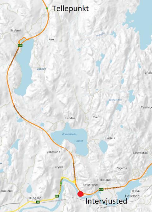 3.3. E39 Krossmoen Krossmoen er lokalisert like sør for krysset hvor Fv 42 fra Egersund kommer inn på E39.