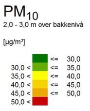 nasjonalt  Figur 4-8: Beregning av 7. høyeste døgn for PM 10 i planforslaget.
