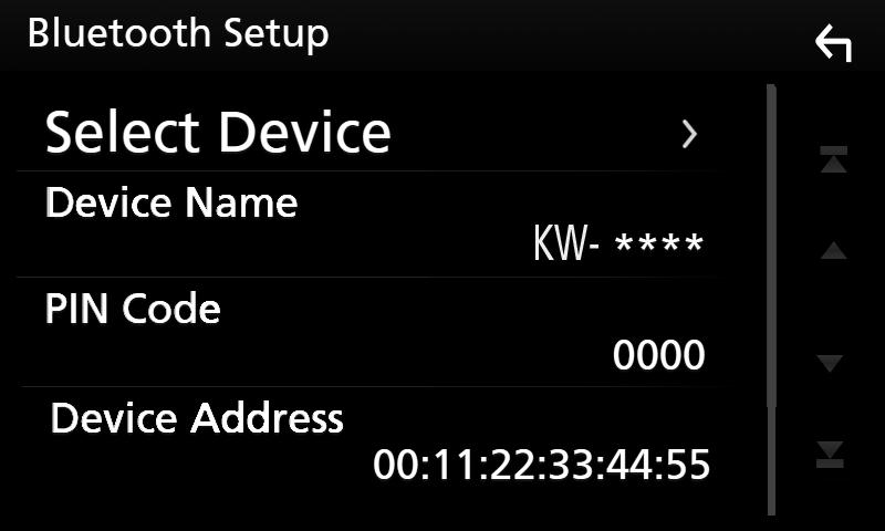 Bluetooth-styring ÑÑKople til Bluetooth-enheten 1 Trykk på [Select Device] på skjermbildet for Bluetooth SETUP. 2 Trykk på navnet på den enheten du vil koble til.