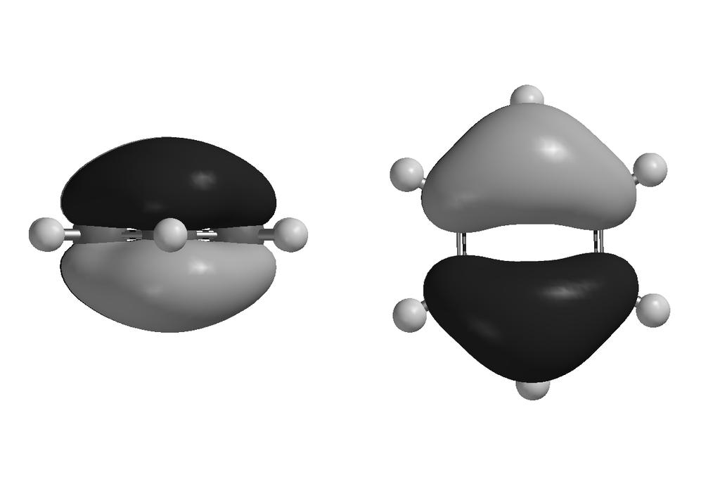 Side 6 av 7 Figuren nedenfor viser fire av de beregnede MO (hver av dem med molekylet med to ulike orienteringer).