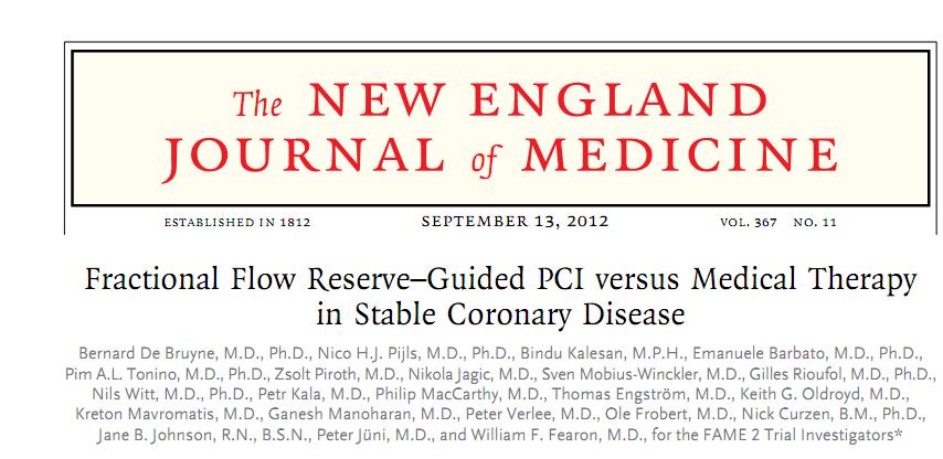 FAME 2 n= 888 Ved angiografisk stenose og FFR < 0.