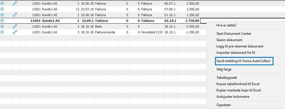 Hvis innbetaling eller krediteringen blir kjedet i ettertid vil det også sendes beskjed til Visma Collectors så lenge det ikke er sendt beskjed tidligere.