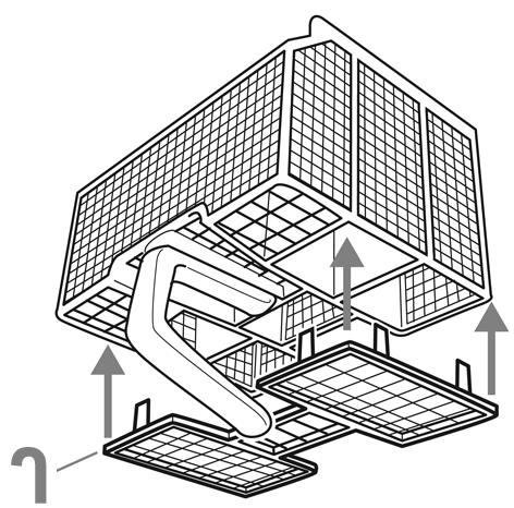 (Kun enkelte modeller) C - Bestikkurven: den kan plasseres i øvre kurv når man velger tilleggsvalget Halv maskin/multizone. Slik reguleres høyden på øvre kurv (hvis tilgjengelig).