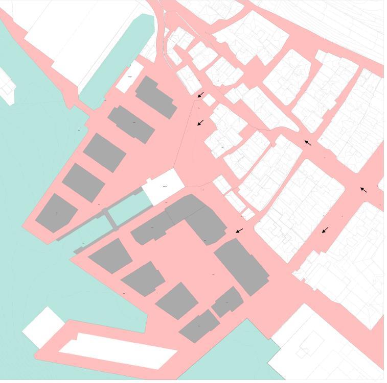 rundt Bjørgeboden med tilgang for eksisterende beboere til sjøen og Dikkedokken vil åpne opp bydelen og betydelig