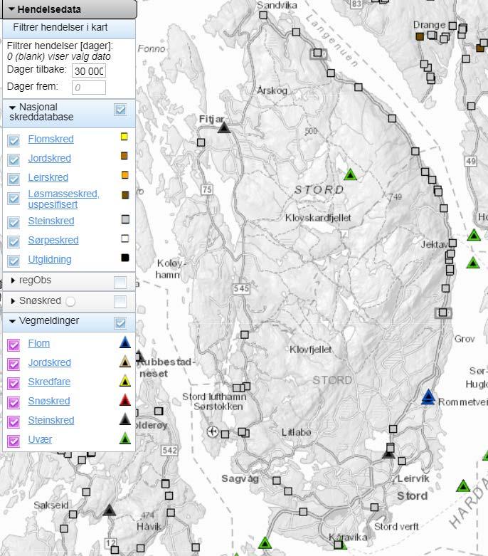 Risikoidentifisering samle data i ArcGIS Mer detaljert Vegkart/Nasjonal vegdatabank Skredpunkt