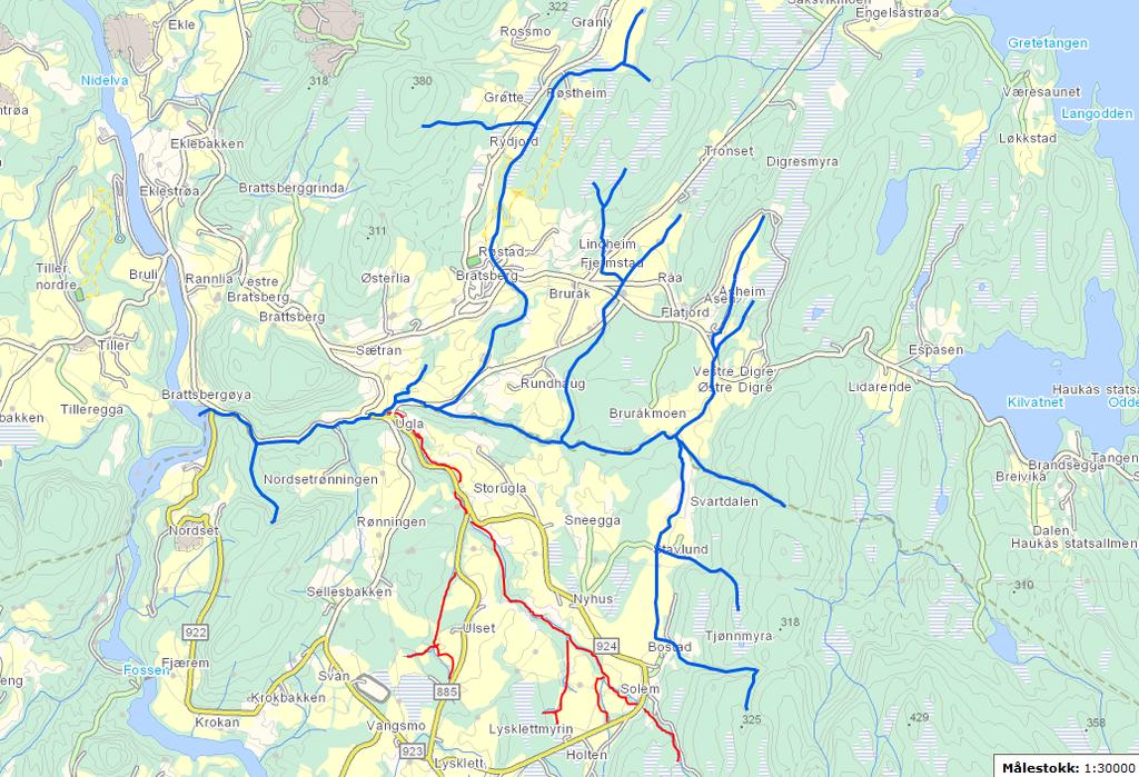 antall fisk per 1 m2 Amundsbekken Vassdraget vurderes å ha potensiale som viktig gyte/rekrutteringsområde for ørretstammen i Nidelva.