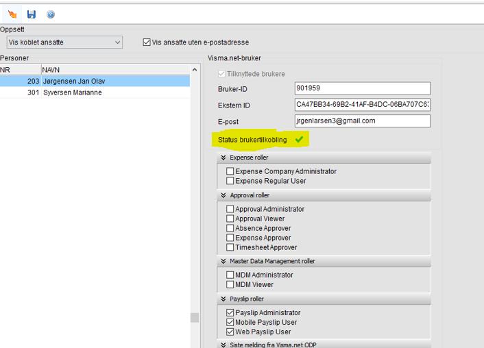 Denne knappen vil også oppdatere status på brukertilkoblingen slik at du kan se hvem som har aktivert kontoen sin og ikke.