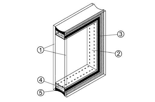 1.2.5 Vinduer Rammekonstruksjonen tillater vinduer i alle portbladene. Lysåpningen avhenger på dimensjonen i portbladene. Andre materialer enn de som er beskrevet over leveres på forespørsel. 1.2.5.1 DAD / DSD DAD: Tolags "ripesikker" akryl (SAN med belegg), Dobbel pakning DSD: Tolags akryl (SAN), Dobbel pakning 1.