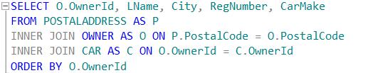 Disse defineres samtidig som tabellene introduseres i FROMdelen. Nøkkelordet AS benyttes til å angi alias. Nøkkelordet AS kan i SQL Server droppes, og definisjonen vil likevel virke.