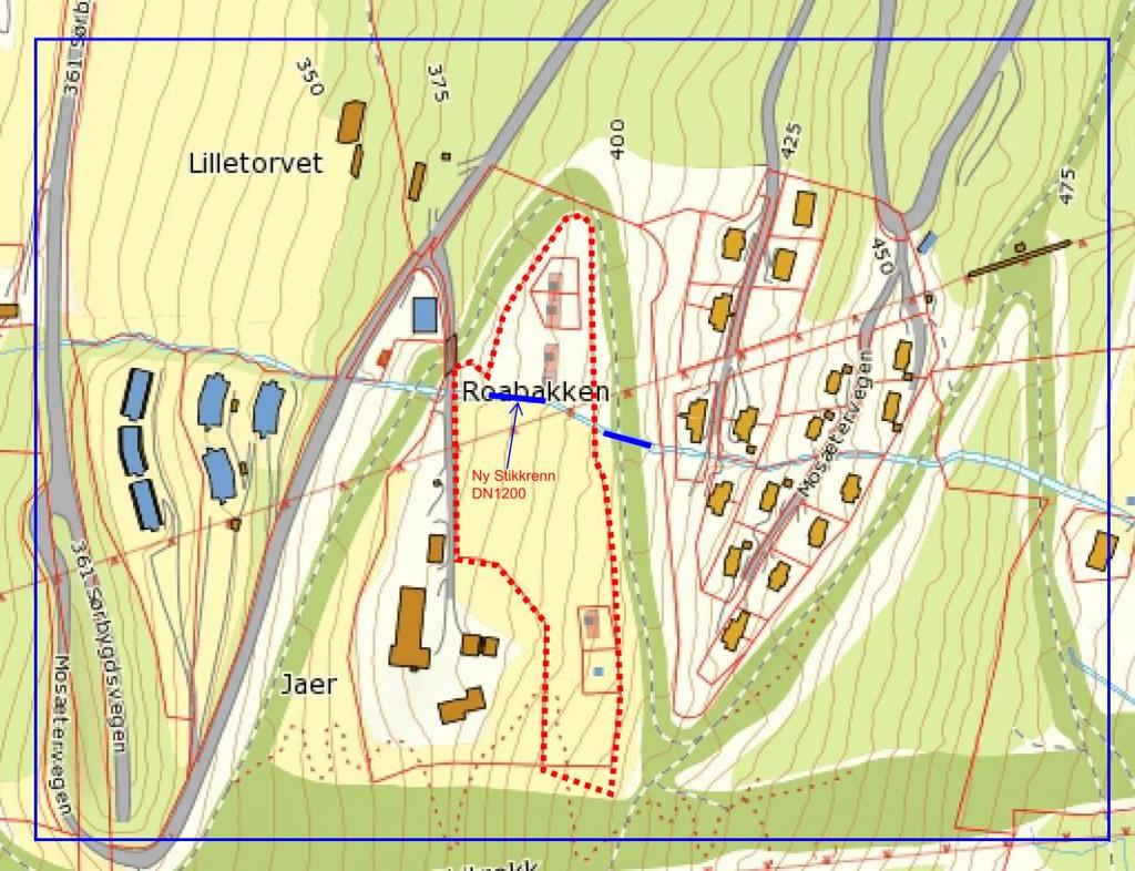 Vannlinjeberegning og Dimensjonering av erosjonssikring, Jaer gård-roabakken 6 1 INNLEDNING Jaer Eiendom AS skal bygge ut området Jaer Gård, Roabakken, Hafjell i Øyer kommune.