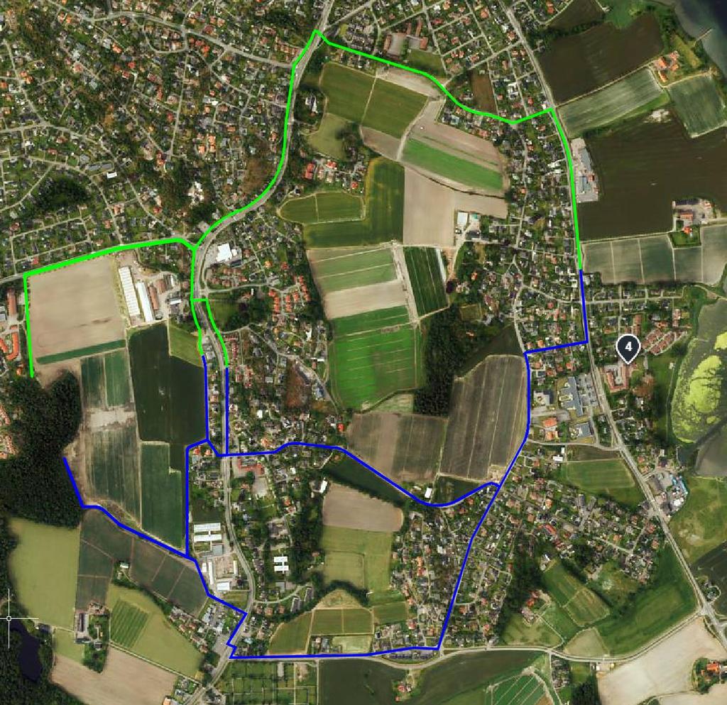 2.2 Skoleveg områder a-c Skoleveg fra områdene a, b og c vil fordeles på Kjernåsveien og ny GS-veg over jordet vest for Kirkeveien.