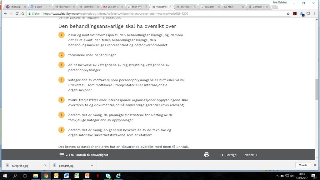 Til C: Hvordan fører du "en protokoll over behandlingsaktiviteter", ref. art. 30?