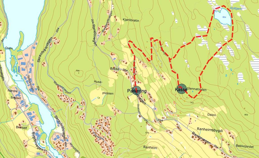 7 Glennatinden* (743 moh) Kjørebeskrivelse: Fra E16 i Fagernes sentrum, kjør opp Garlivegen og videre opp til venstre på Raneisvegen. Kjør rett fram i krysset der Steinsetbygdvegen går opp til høyre.