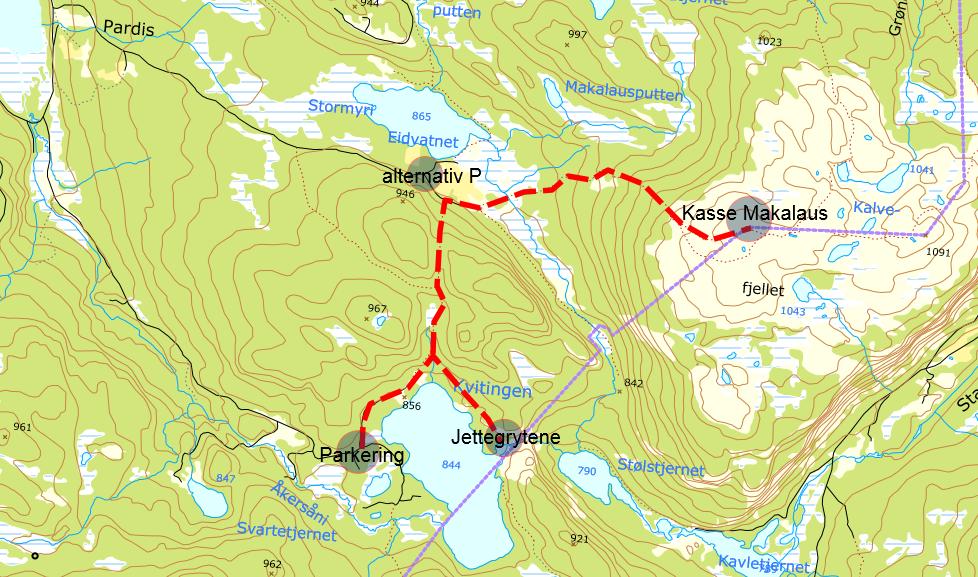 4 Makalaus (1099 moh) rundtur om Jettegrytene Kjørebeskrivelse: Fra E16 ved Leira, ta av til Vestringsbygda og kjør mot Gol på Fv 51 til Tisleidalen.