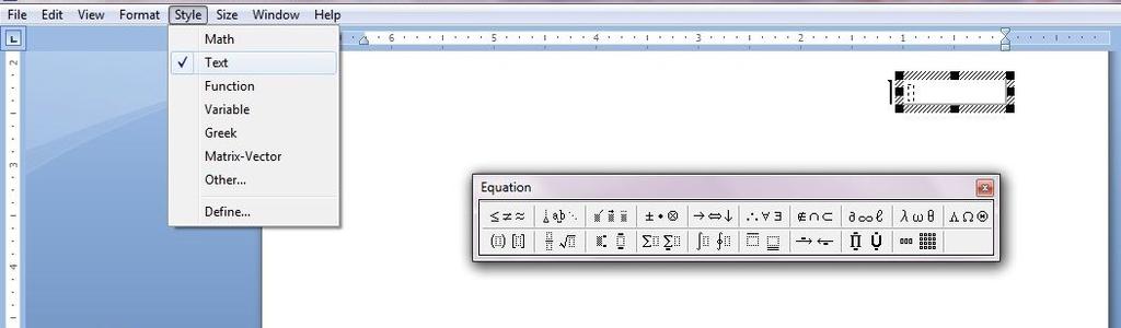 توصيه مي شود براي نوشتن معادله هنگام استفاده از گزينه Equation موجود در منوي Insert هنگام نوشتن معادله حتما چپ چين شود.