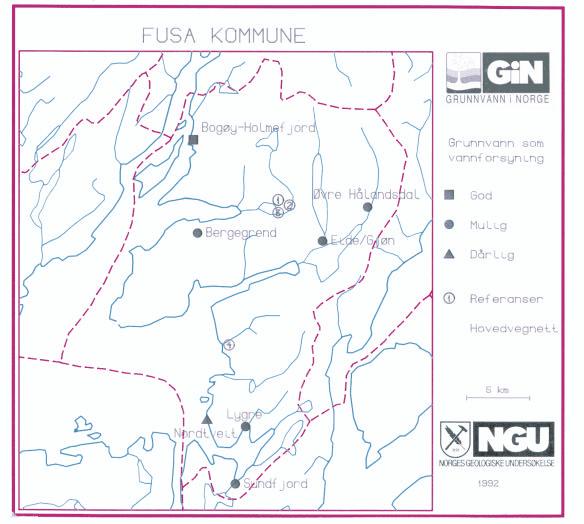 Muligheter for grunnvann som vannforsyning Oppgitt Grunnvann i Grunnvann som Forsyningssted vannbehov løsmasser fjell vannforsyning Lygre 0.25 l/s Mulig Mulig Mulig Sundfjord 0.