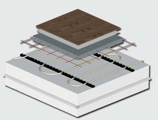 38.0 Gulvvarmesystemer.5 Systemløsninger.5. Variant Betong I Variant betong legges monteringsskinner med en innbyrdes avstand på opptil,5 meter. Skinnene har lim for feste mot isoleringen.