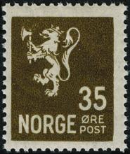 nr: 3052 Rundstemplet (SK 2000,-) 1495,- 25 øre posthorn Best.nr.: 5026 25 øre lilla posthornmerke 1909.