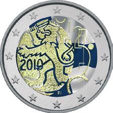 Denne myntens advers viser den finske riksløven.