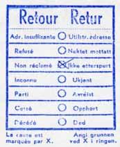 Stempler som ikke lar seg knytte til et bestemt kontor Del R - Returstempler forts. Stempel nr.