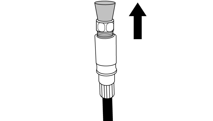 BREMSER (HYDRAULISK SKIVEBREMS) 2. Fjerne slangestykket. 3. Fest koblingsdelen i en skrustikke eller en annen lignende enhet. Vend slangekoblingsporten oppover som vist i illustrasjonen. 6.