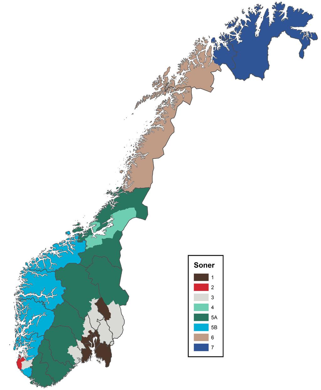 19 5.3.3. Soner for arealtilskudd Landet er inndelt i tilskuddssoner der tilskuddssatsene til den enkelte veksttype varierer mellom sonene. Kartet og tabellen under viser sonene.