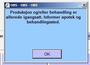 Dette må gjøres før apoteket har startet produksjon av kuren. Hent opp pasienten i Bestill-vinduet. Trykk Bestilte-knappen for å få fram matrise. Trykk på knapp for Opph.godkj.