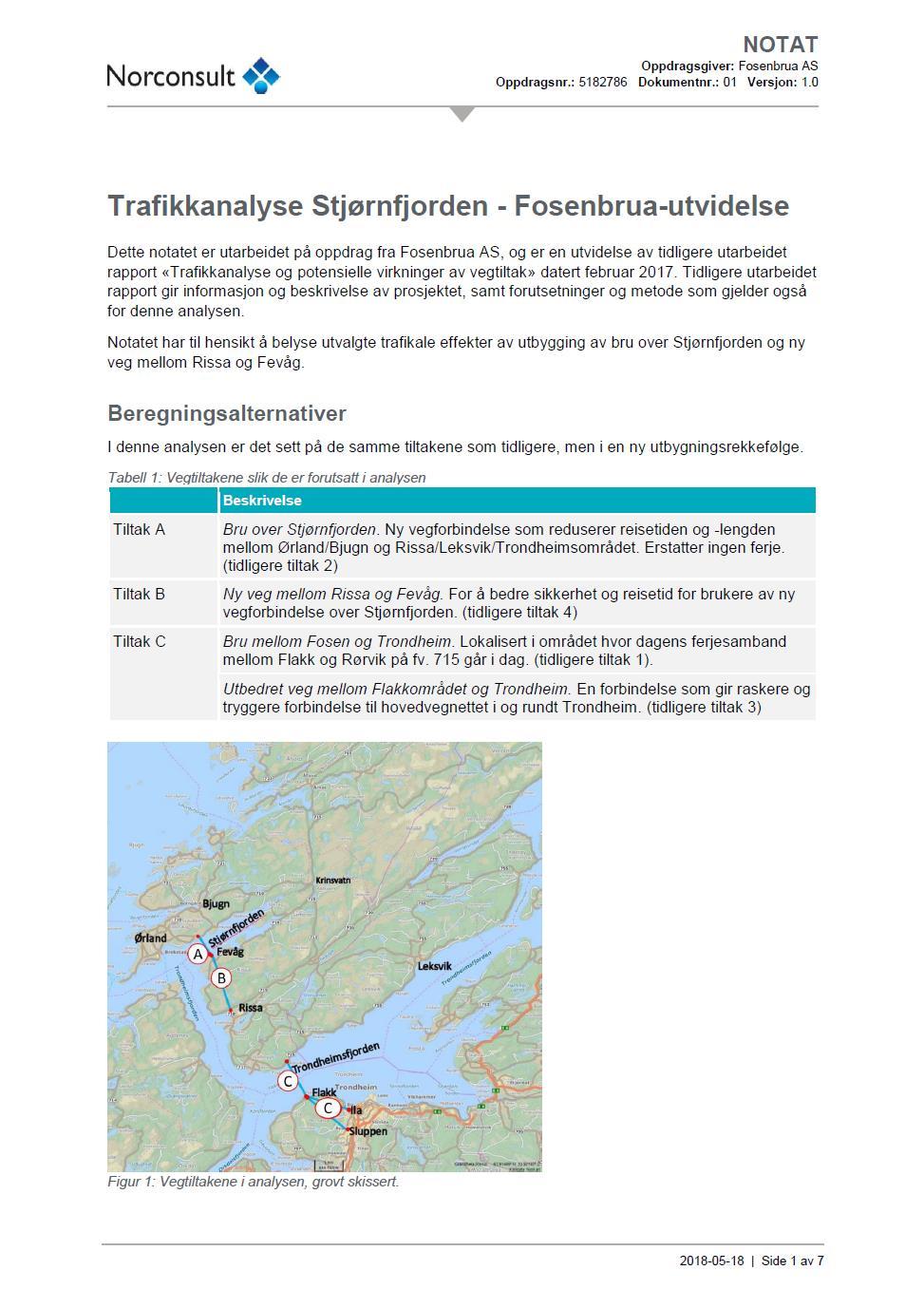 Trafikkanalysen for Fosen er oppdatert med nye kjøringer i