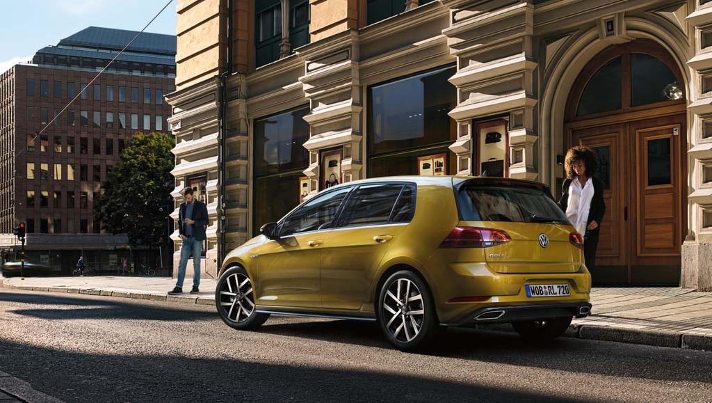 Utvendig utstyr Volkswagen Golf har markante former og et selvsikkert utseende.