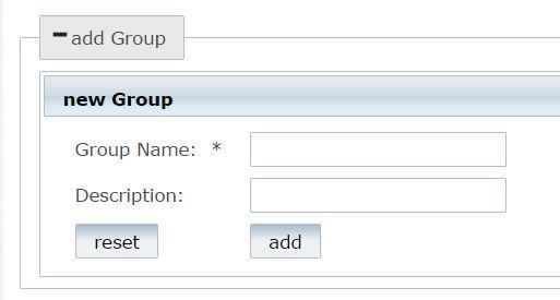 Det følgende vinduet dukker opp: Administrasjon > Brukeradministrasjon > Rediger grupper > Legg til gruppe 2 Klikk på feltet ved siden av 'Gruppenavn' og skriv inn et navn for den nye gruppen.
