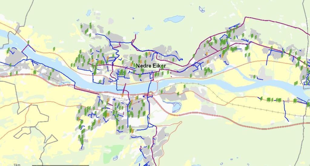 Figur 30: Registrerte lekkasjer i Nedre Eiker kommune. GVD har også startet med arbeid for å klassifisere ledningene i distribusjonsnettet til flere av samarbeidskommunene.