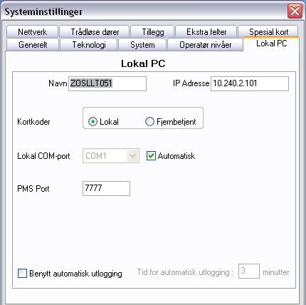 14.5 PC/Com-port innstillinger 2.06 2.07 2.08 2.09 2.10 Ref. nr. Menytekst Forklaring 2.06 Lokal PC/ Navn Dette navnet hentes automatisk fra PC ved installasjon av programmet. 2.07 IP Adresse Viser denne PC ens IP-adresse.