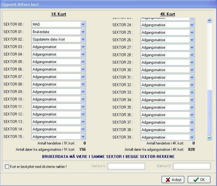 2.13 2.14 Ref. nr. Menytekst Forklaring 2.13 1K kort MIFARE 1K kort og brikker har 15 sektorer der man kan kode inn data, og man kan velge hvilke sektorer man ønsker å bruke for TS 1000 data.