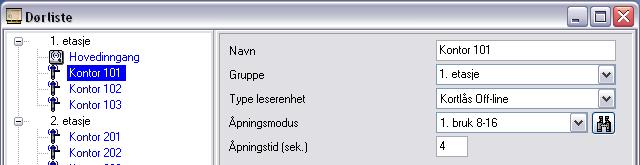 Ref. nr. Menytekst Forklaring 4.05 Navn Her skriver man inn valgfritt navn for hver modus, f.eks. Ulåst 8-16. 4.06 Ulåst på tid Skriv inn tiden for når døren skal gå automatisk ulåst og velg Åpne.