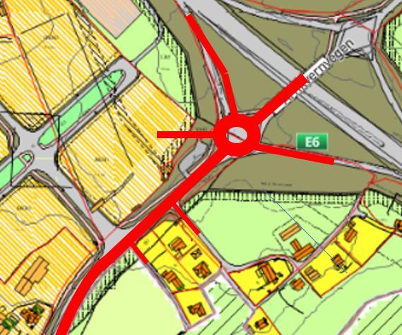 REGULERINGSPLAN KRYSS I FV66 VED RINGSAKER HANDELSPARK SIDE 5 2. VURDERTE ALTERNATIVER FOR NY ADKOMSTVEG X Dagens avkjørsel fra fylkesveg 66 må stenges når det etableres et kanalisert kryss i Fv66.