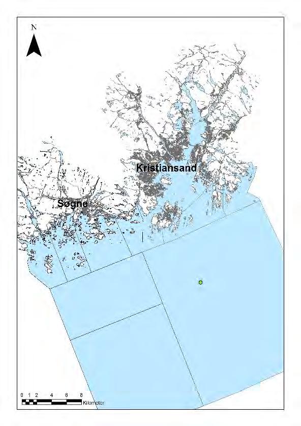 NMM RAPPORT 2017:7 SJØFUNNMELDING ID. 228229 Figur 3. Funnstedets plassering, basert på koordinater fra reketråleren.