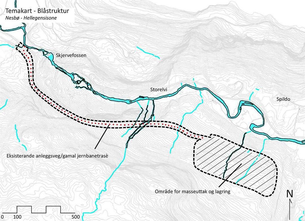 Figur 1. Lokalisering av planområdet. Kort om nedbørfeltet Arealet som berøres av driften drenerer til Storelvi, som har sitt utløp i Granvinvannet (figur 1).