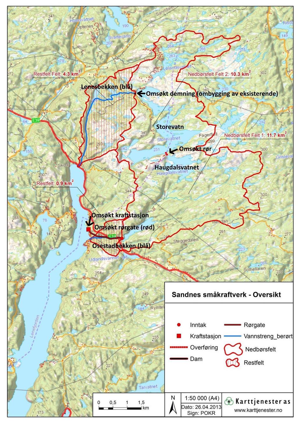 Saksopplysninger Sandnes Elektricitetsverk AS søker konsesjon for Sandnes småkraftverk hvor de ønsker å utnytte vannfallet på 124 meter i Osestadbekken i Lindesnes kommune.